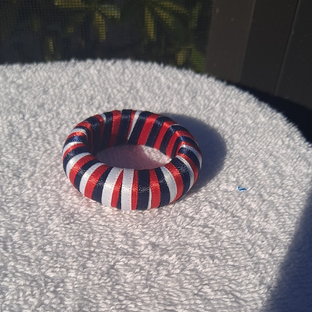 Patriotic Red White And Blue Striped Napkin Rings - Picture 2 of 3